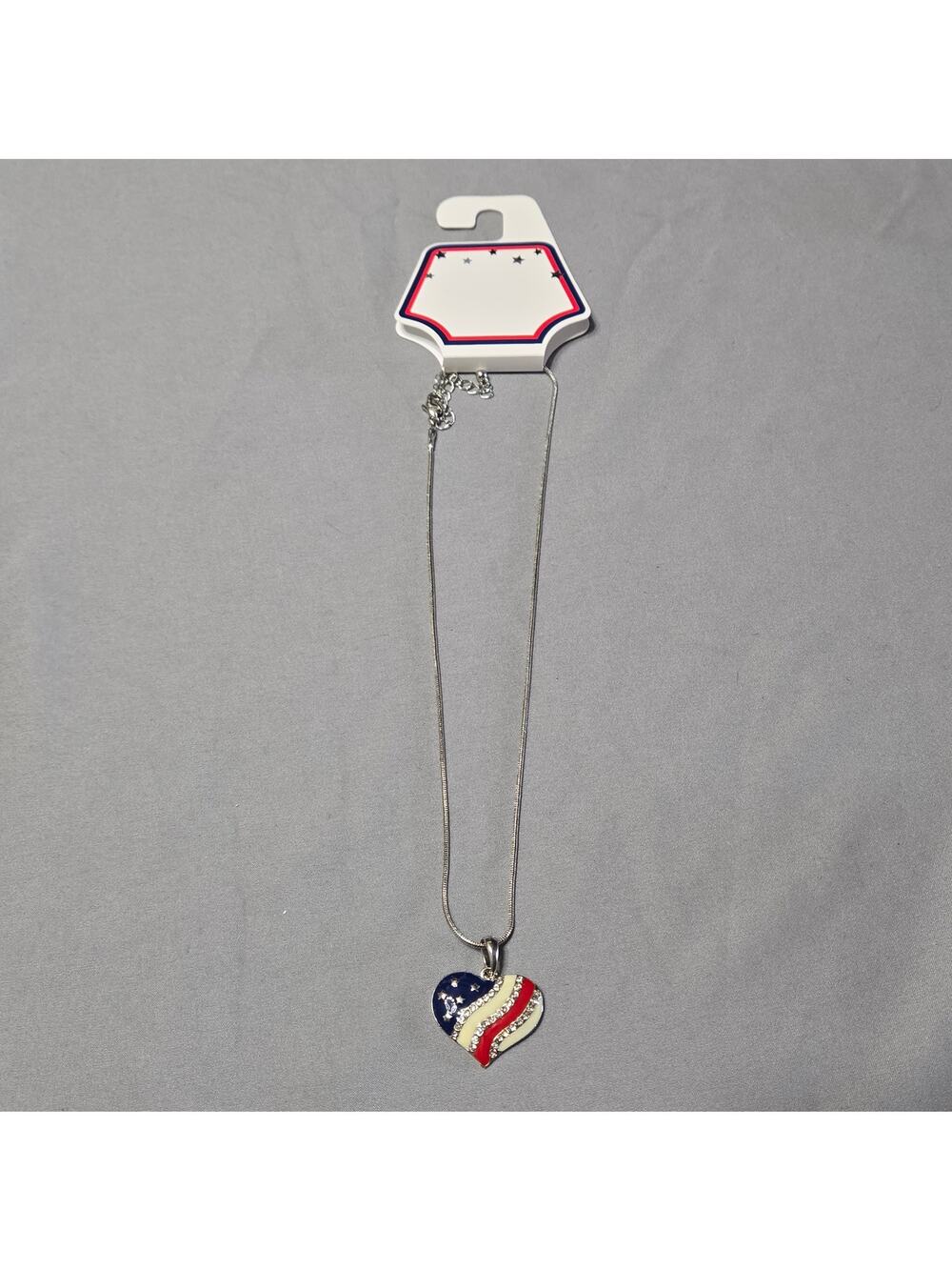 Patriotic American Flag Heart Pendant Necklace